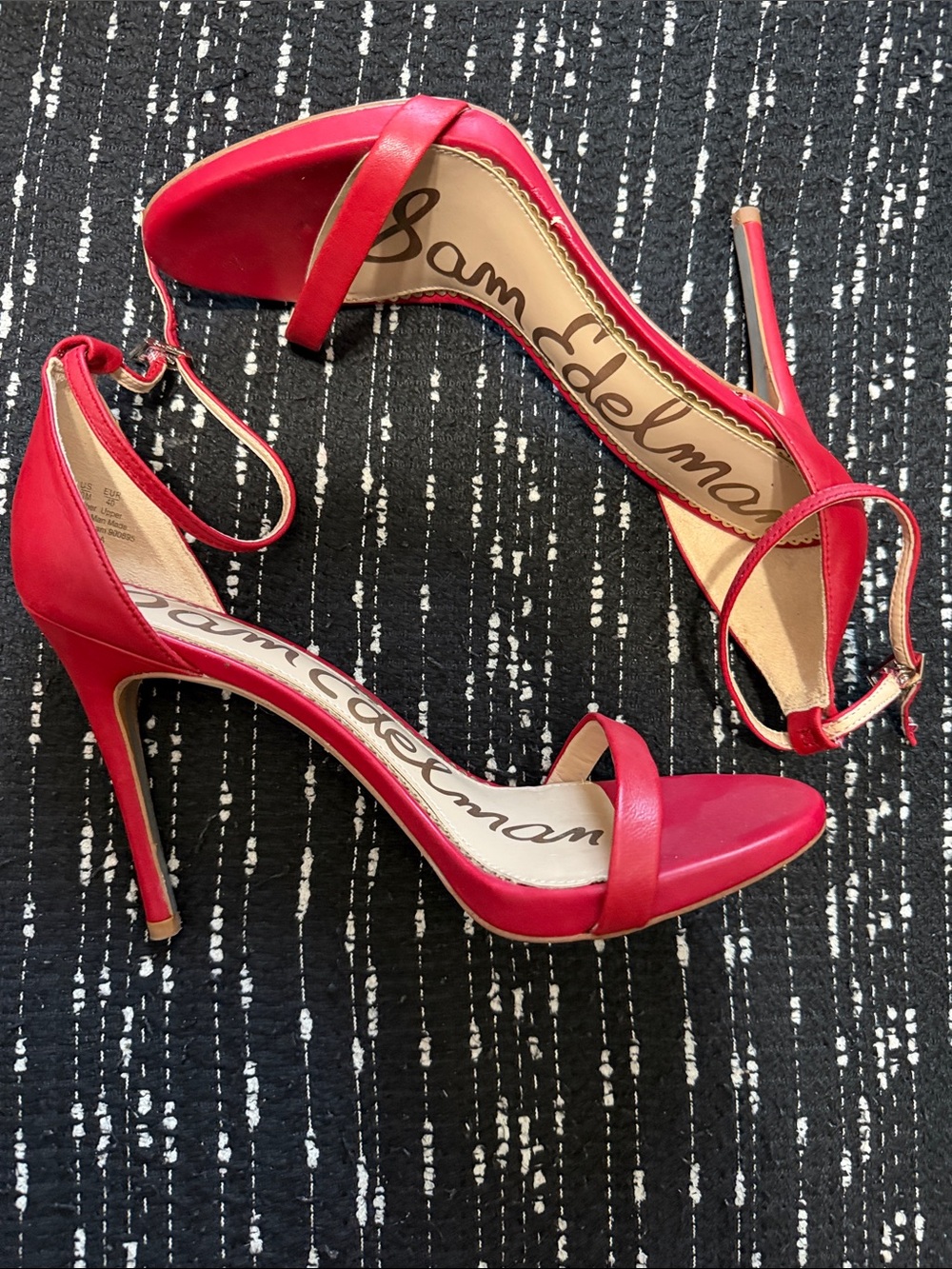 Sam Edelman Red Open-Toe Ankle-Strap Stiletto Sandals